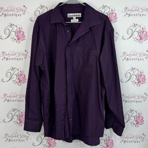 LEO Chevalier button down plaid gingham picnic Purple Striped Shirt